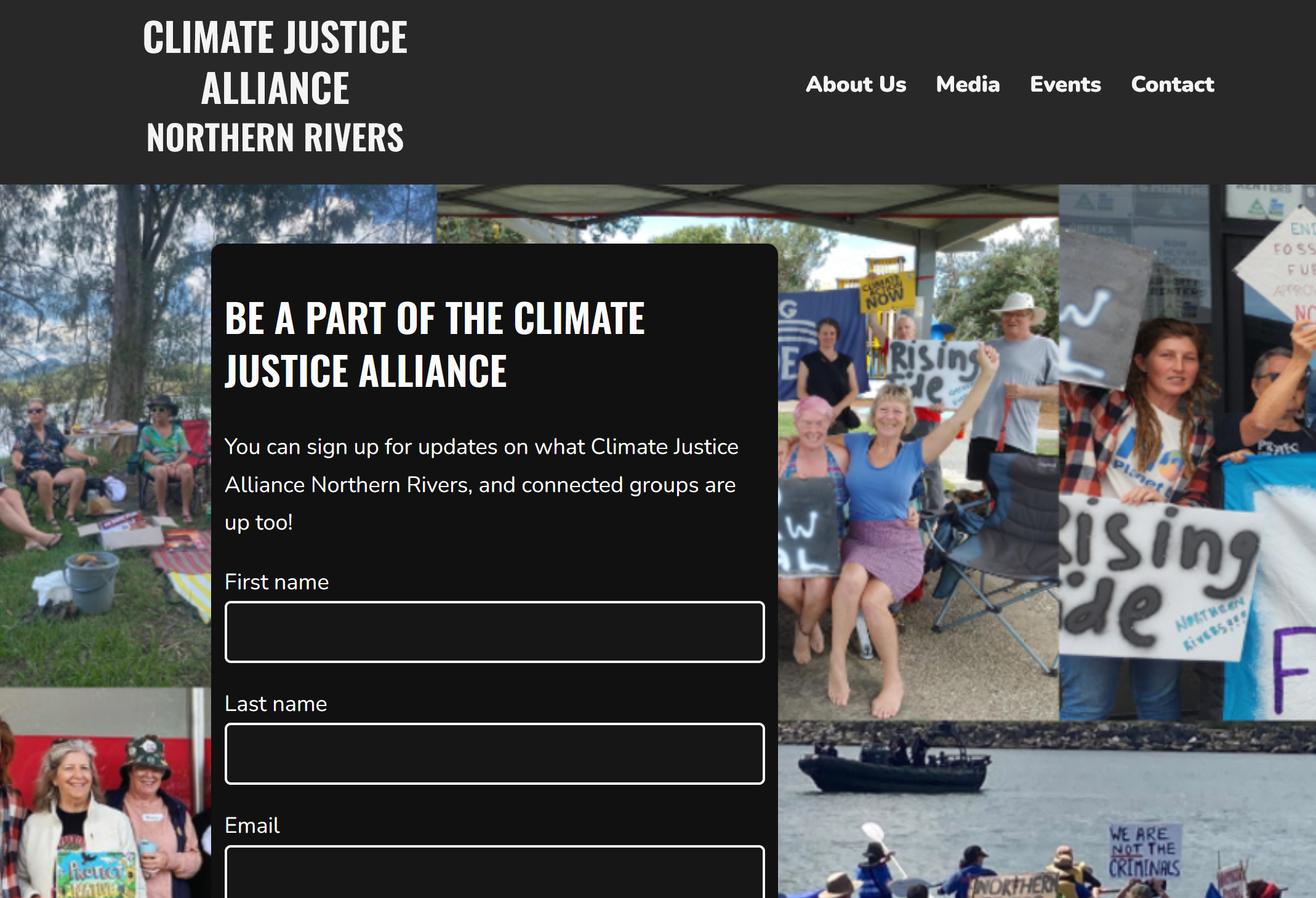 A website for Climate Justice Alliance Northern Rivers